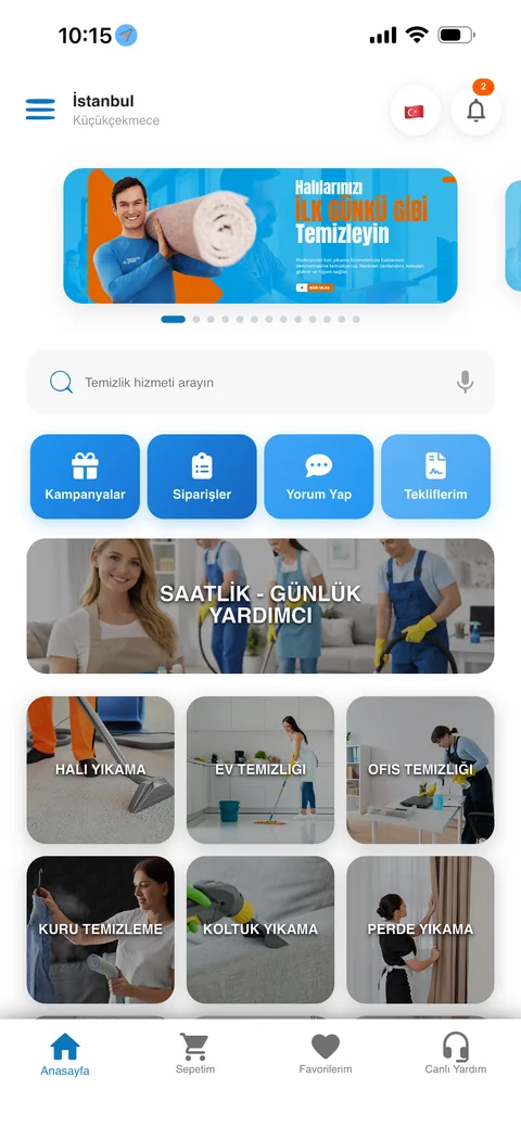 Temizlik Express mobil uygulaması