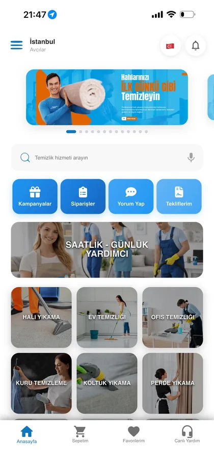 Temizlik Express mobil uygulaması