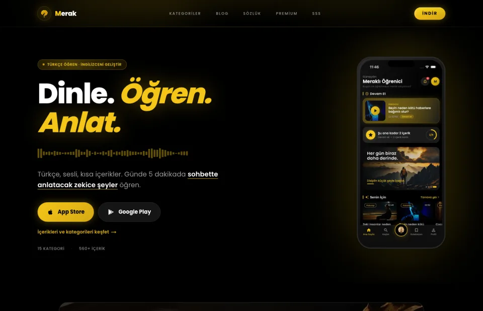 Merak Et Öğren sitesi masaüstünde