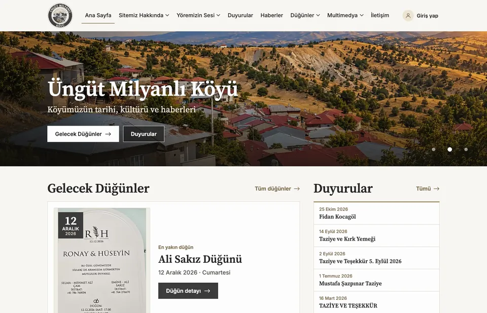 Üngüt Milyanlı Köyü sitesi, masaüstü