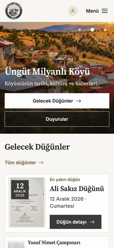 Üngüt Milyanlı Köyü sitesi, telefonda