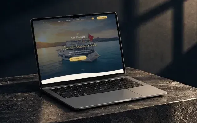 Sea Pleasure sitesi bir dizüstünün ekranında