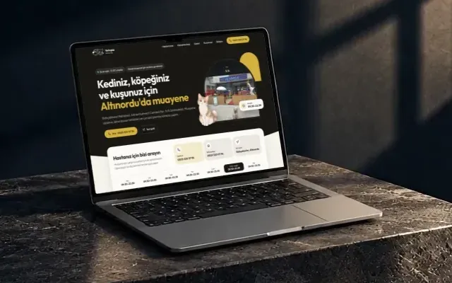 Vetopia Veteriner Kliniği sitesi bir dizüstünün ekranında
