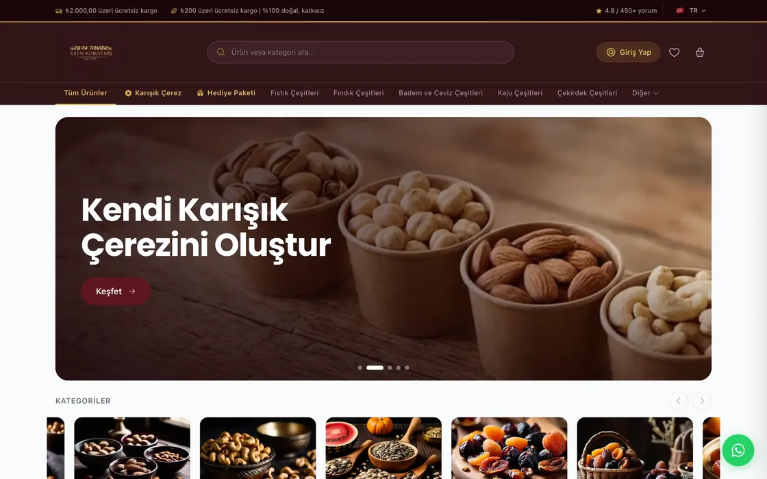 Esen Kuruyemiş web sitesi